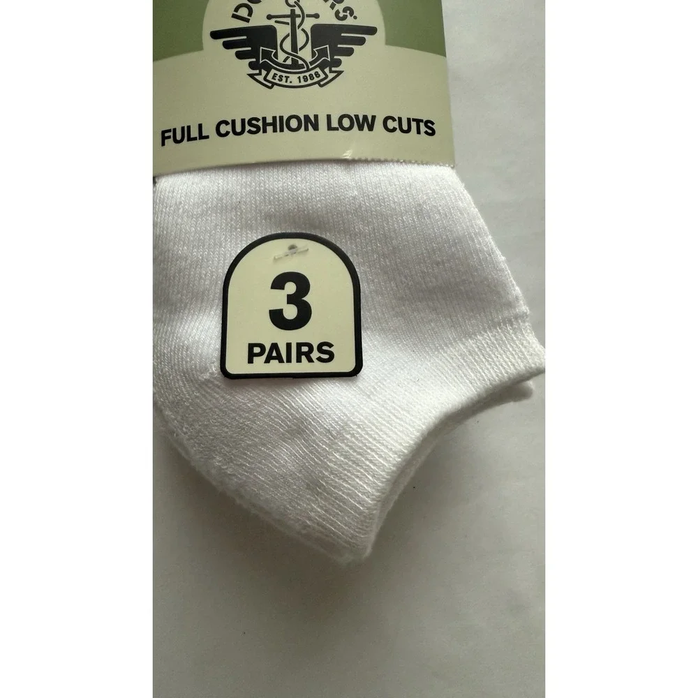 Men's Full Cushion Low Cut Socks Size 6-12 New White 3 Pk Dockers Brand